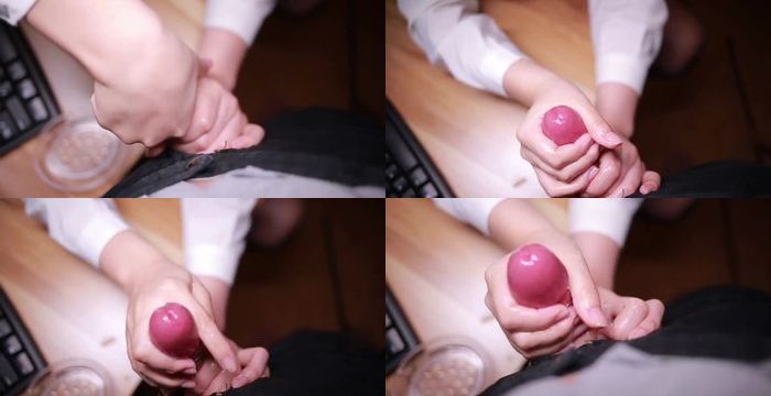 小尤物办公制服OL文秘工作期间看A片被老板发现被迫推油撸鸡巴